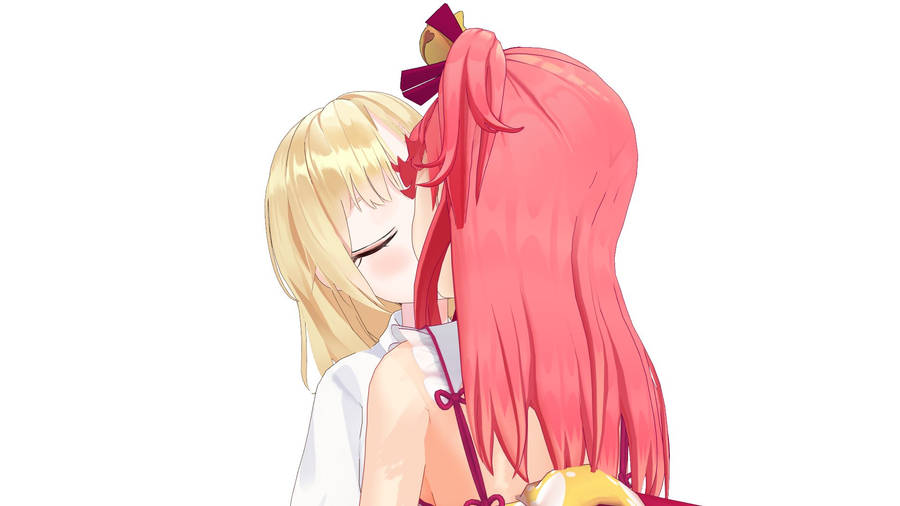 Mikoame Girls Kissing Art Wallpaper