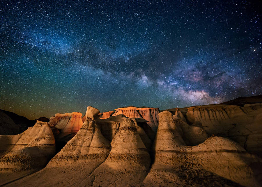 Milky Way Galaxy Brown Canyon Wallpaper