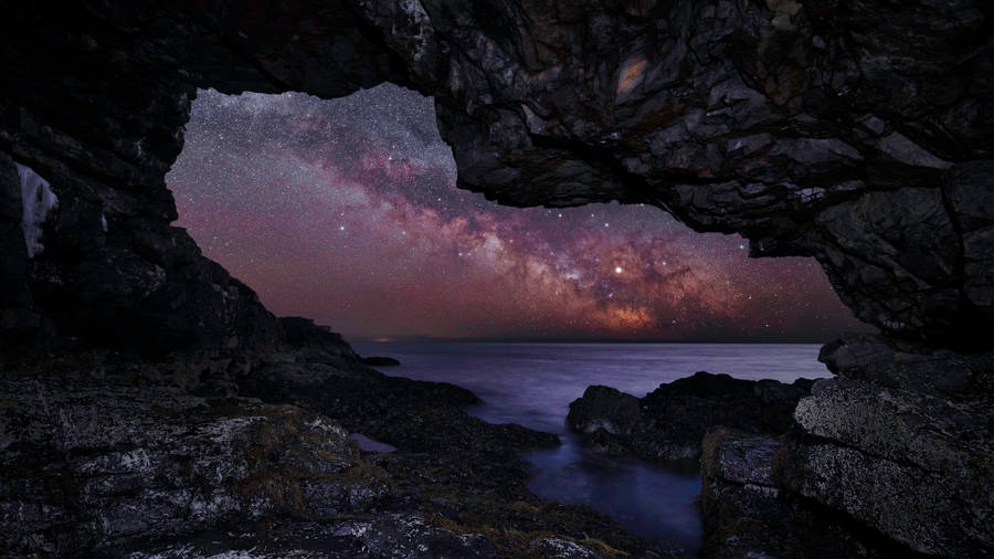 Milky Way Galaxy Cave Wallpaper