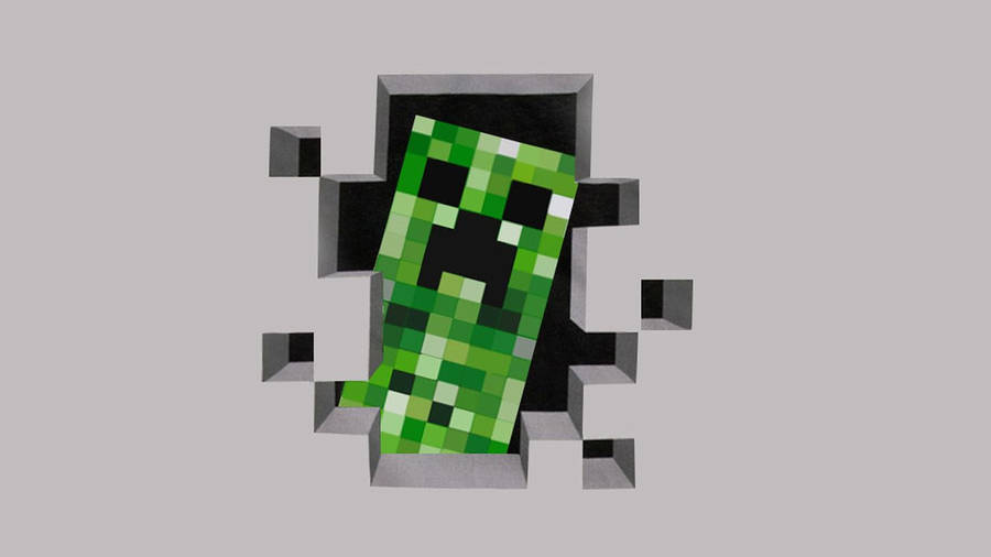 Minecraft Creeper In A Wall Wallpaper