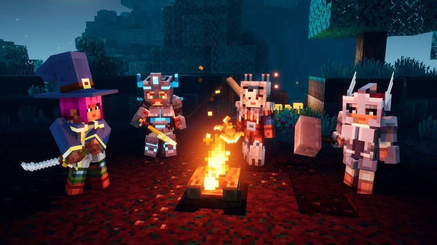 Minecraft Dungeons Bonfire Wallpaper