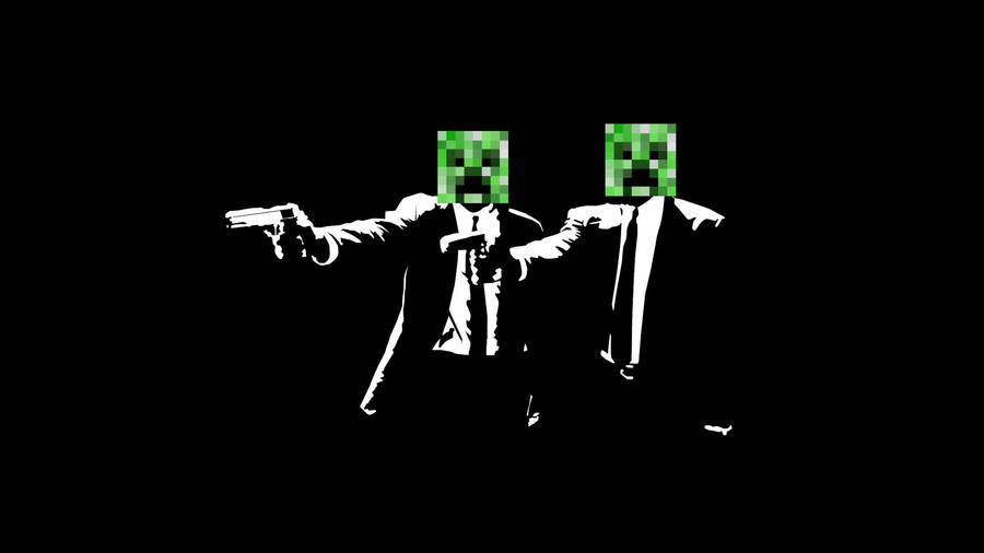 Minecraft Meme Creeper Gunman Wallpaper