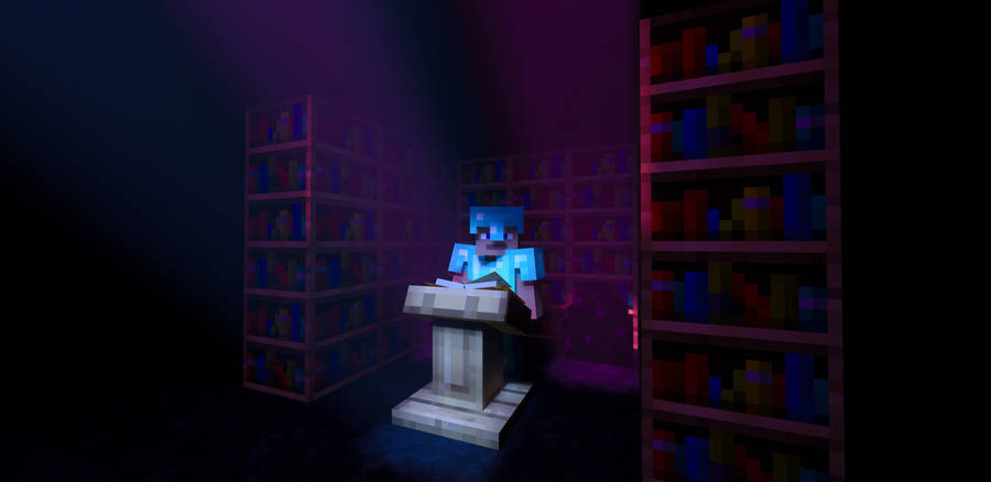 Minecraft Steve Bookshelves Wallpaper