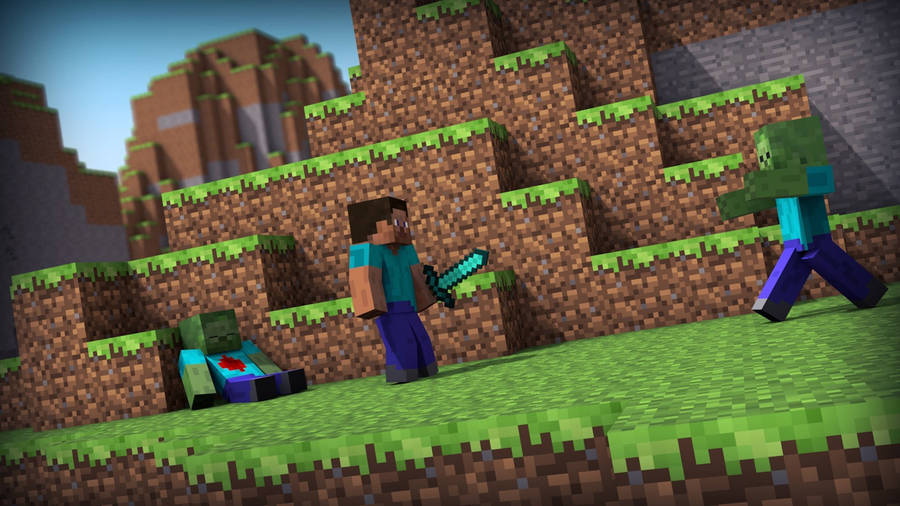 Minecraft Steve Duel Wallpaper