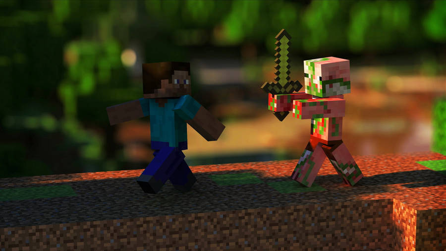 Minecraft Steve Zombie Pig Man Wallpaper