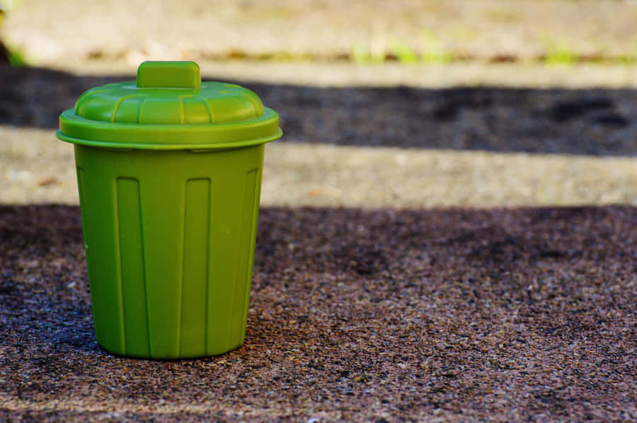 Miniature Green Trash Can With Lid Wallpaper