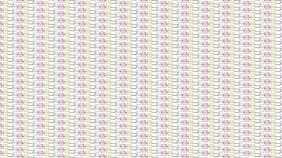 Miniature Marshmallow Cartoon Pattern Wallpaper