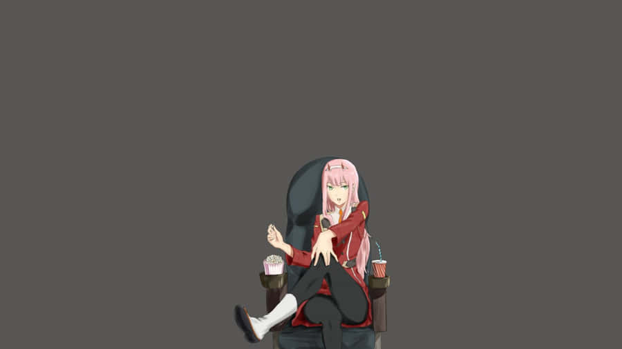 Minimal Sakura Anime Sit Down Wallpaper