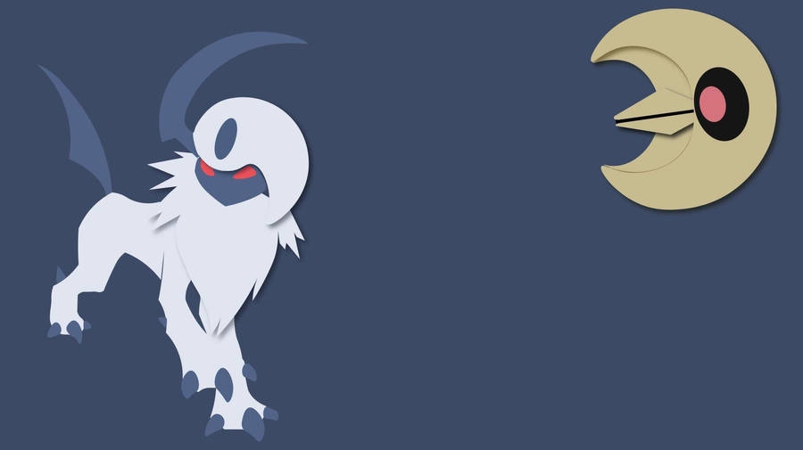 Minimalist Absol And Lunatone Wallpaper