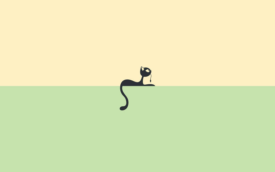 Minimalist Black Cartoon Cat Wallpaper