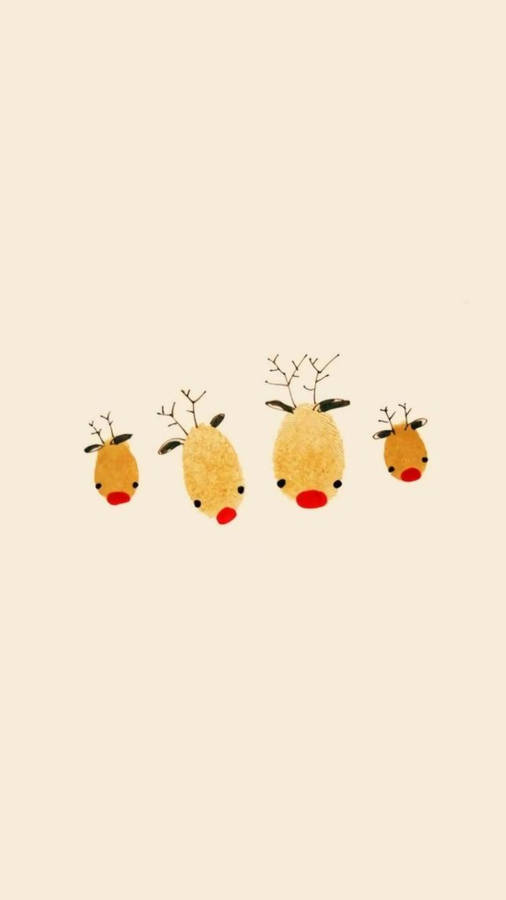 Minimalist Christmas Aesthetic Reindeers Wallpaper
