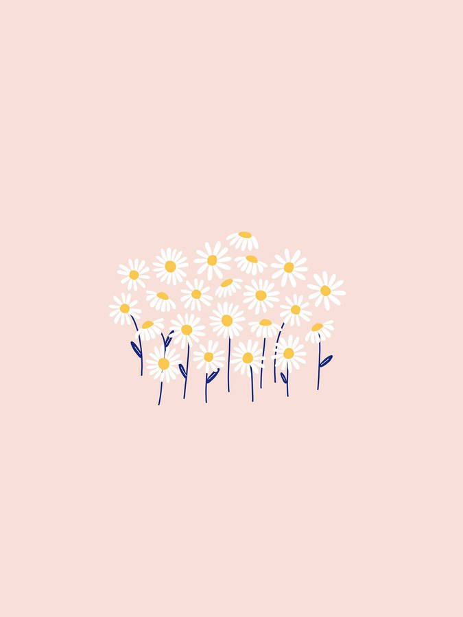 Minimalist Daisy Pink Aesthetic Tablet Wallpaper