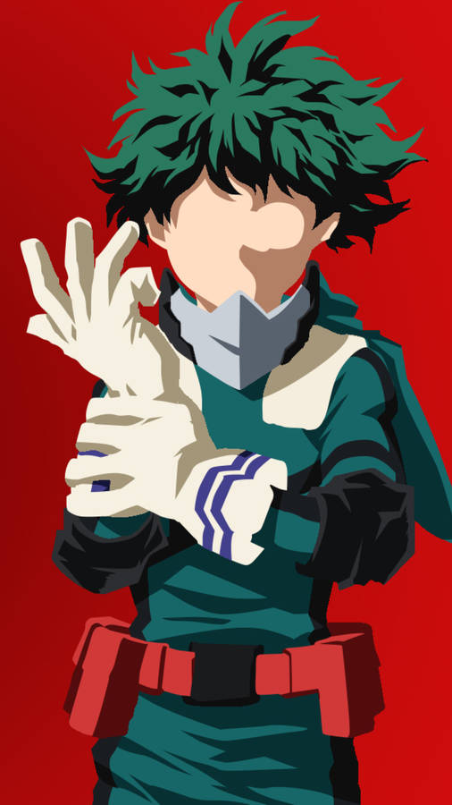 Minimalist Deku In Red Vector Art Wallpaper