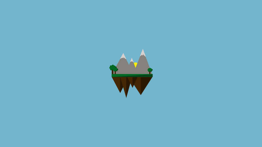 Minimalist Floating Island Illustration Wallpaper