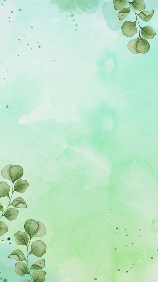 Minimalist Green Watercolor Background Wallpaper