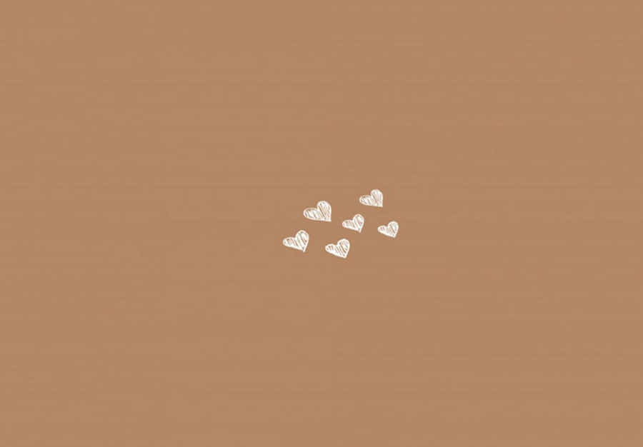 Minimalist Heartson Brown Background Wallpaper