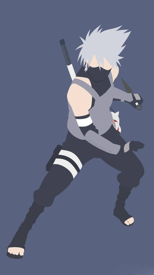 Minimalist Kakashi Iphone Vector Art Wallpaper