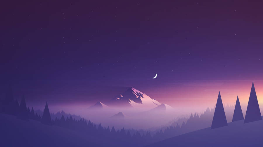 Minimalist Light Violet Landscape Wallpaper