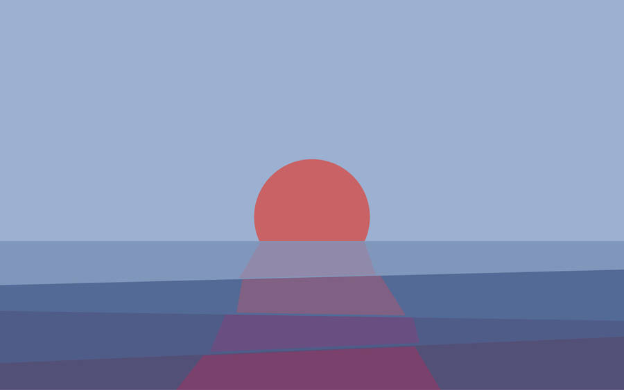 Minimalist Orange Sunset Laptop Art Wallpaper