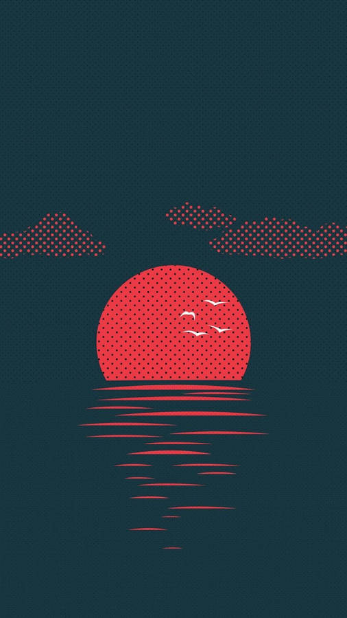 Minimalist Tablet Red Moon Art Wallpaper