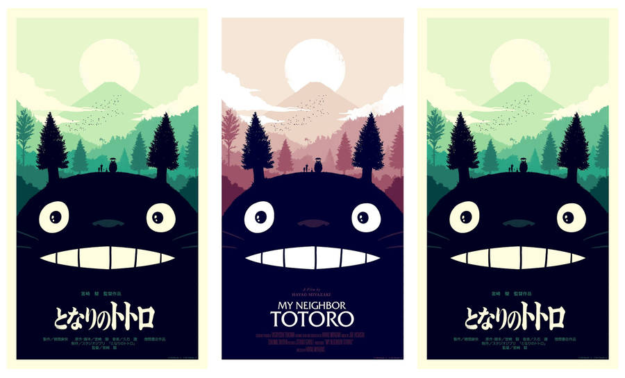 Minimalist Totoro Mountain Posters Wallpaper