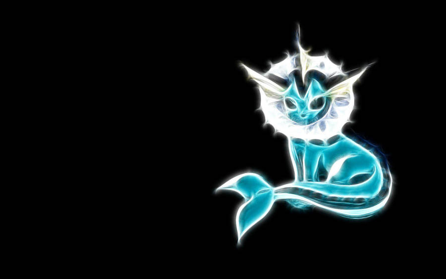 Minimalist Vaporeon On Black Background Wallpaper