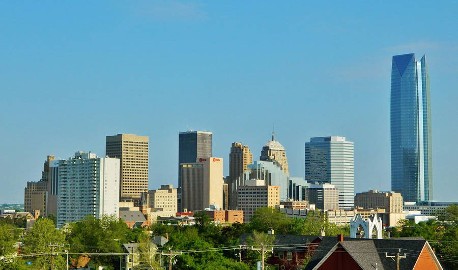 Minimalistic Blue Oklahoma Cityscape Wallpaper