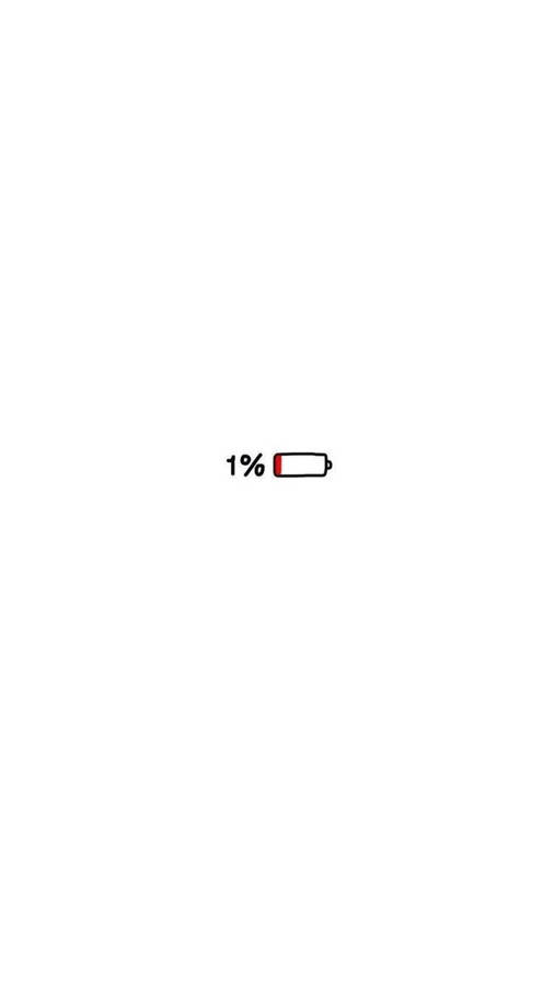 Minimalistic Low Battery White Aesthetic Wallpaper