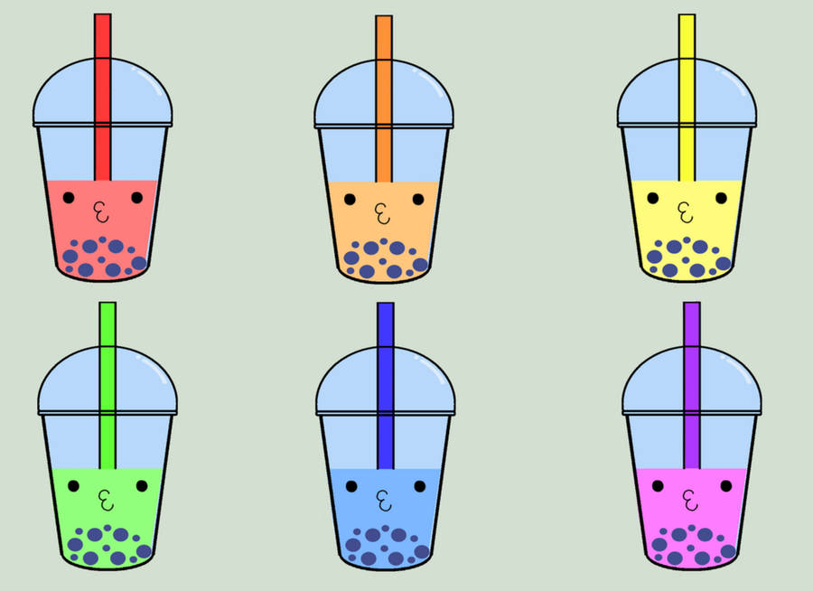 Minimalistic Neon-tinged Bubble Teas Wallpaper