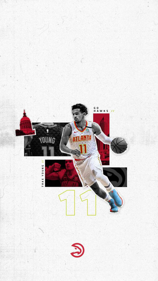 Minimalistic Trae Young Hawks Wallpaper