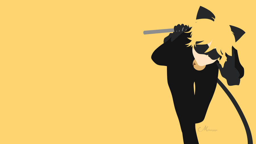 Minimalistic Yellow Miraculous Cat Noir Wallpaper