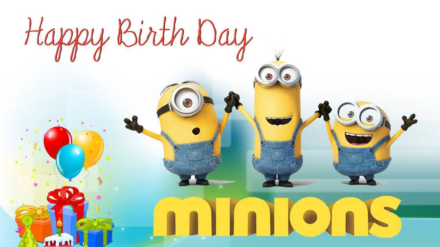 Minion Birthday With Gifts And Balloons Wallpaper