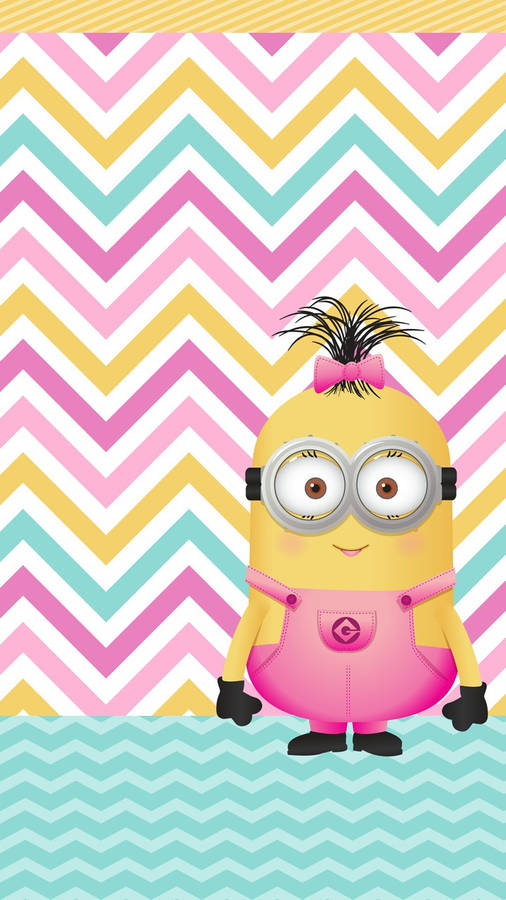 Minion In Pink With Gift Wrap Background Wallpaper