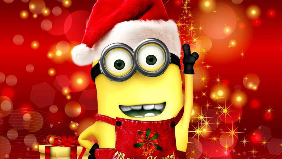 Minion Wearing Santa Hat Funny Christmas Wallpaper