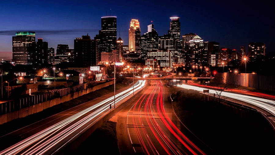 Minnesota Neon Lights Highway Wallpaper