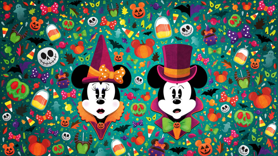 Minnie And Mickey Cute Halloween Desktop Wallpaper