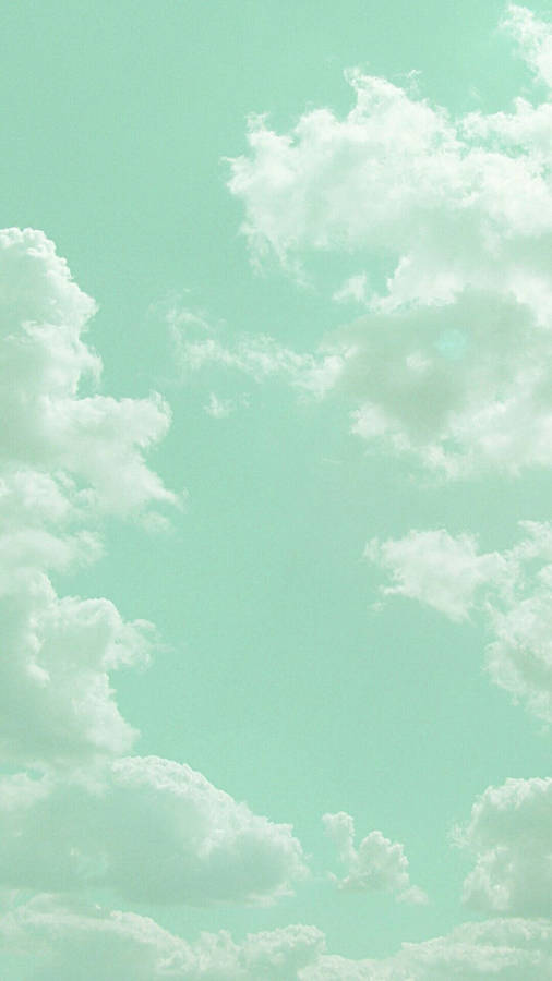 Mint Green Clouds Wallpaper