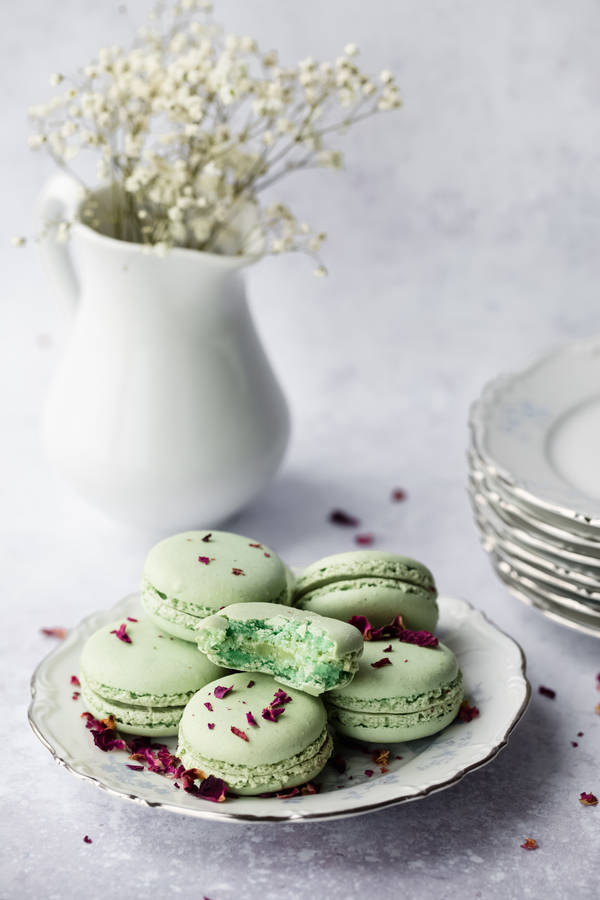 Mint Macaron Pastry Wallpaper