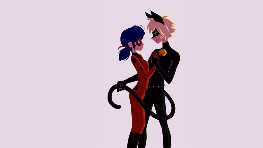 Miraculous Ladybug And Cat Noir Embracing Wallpaper