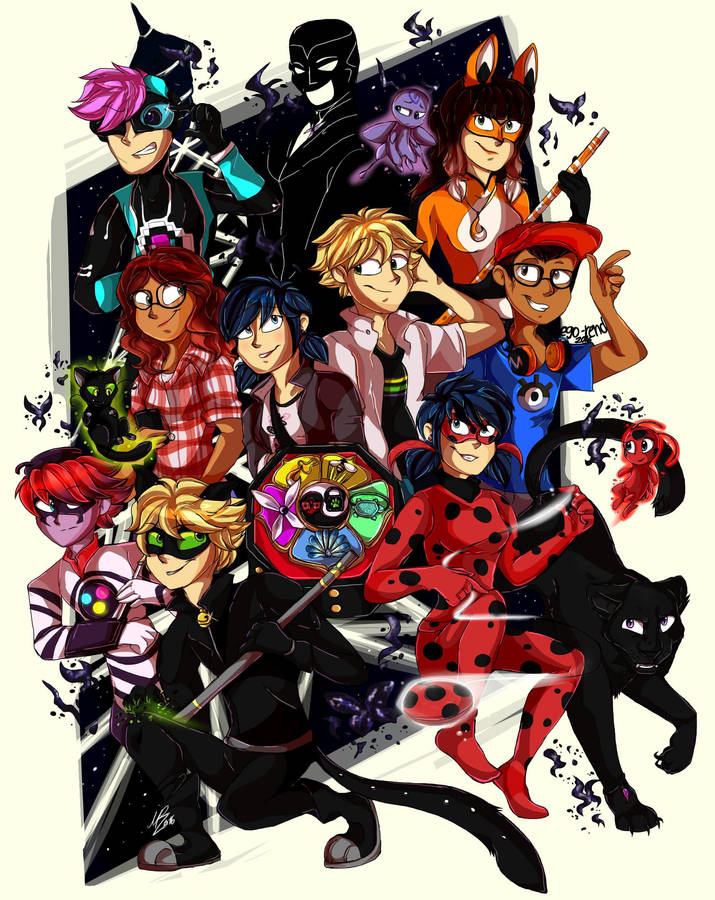 Miraculous Ladybug Characters Fanart Wallpaper