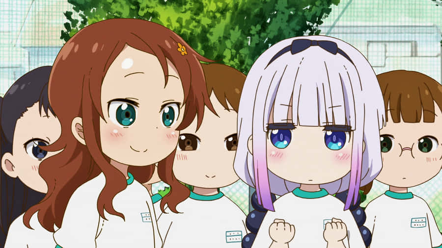 Miss Kobayashi And Her Dragon Companion, Tohru, Enjoying Some Quality Time. Wallpaper