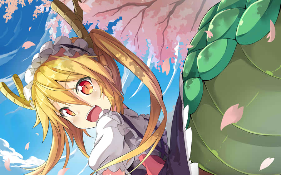 Miss Kobayashi's Dragon Maid: A Daily Dose Of Comedic Comfort Wallpaper