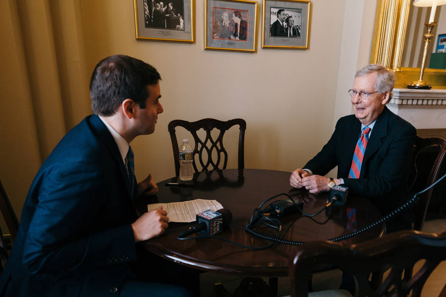 Mitch Mcconnell In A Candid Interview Wallpaper