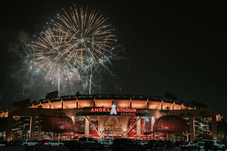 Mlb Angel Stadium Anaheim Fireworks Wallpaper