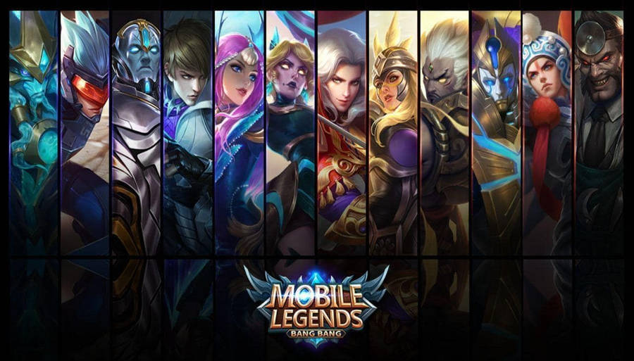 Mobile Legends Logo With Characters Wallpaper