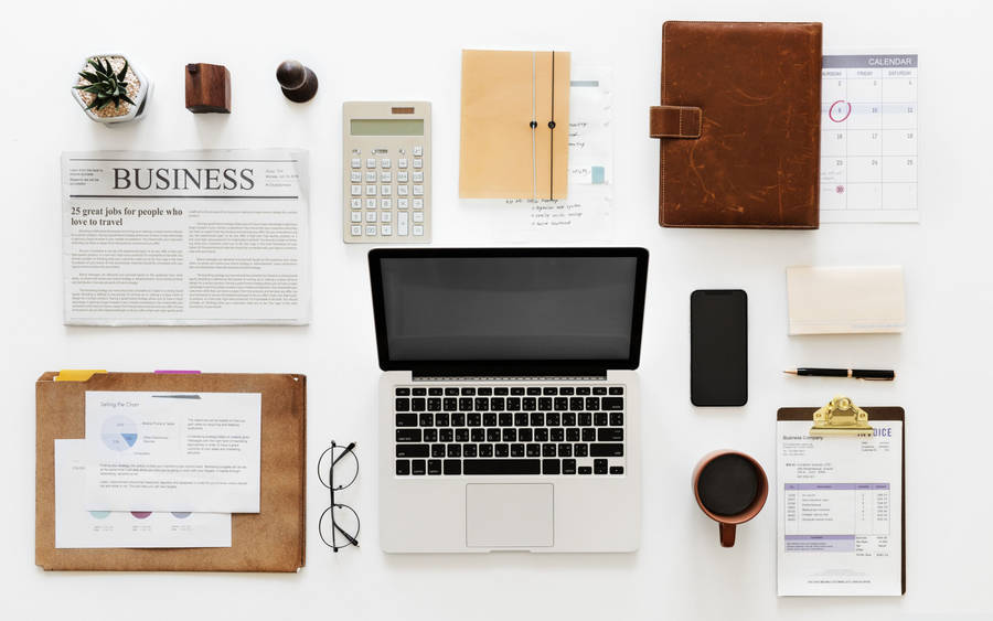 Modern Accounting Desk Items Wallpaper