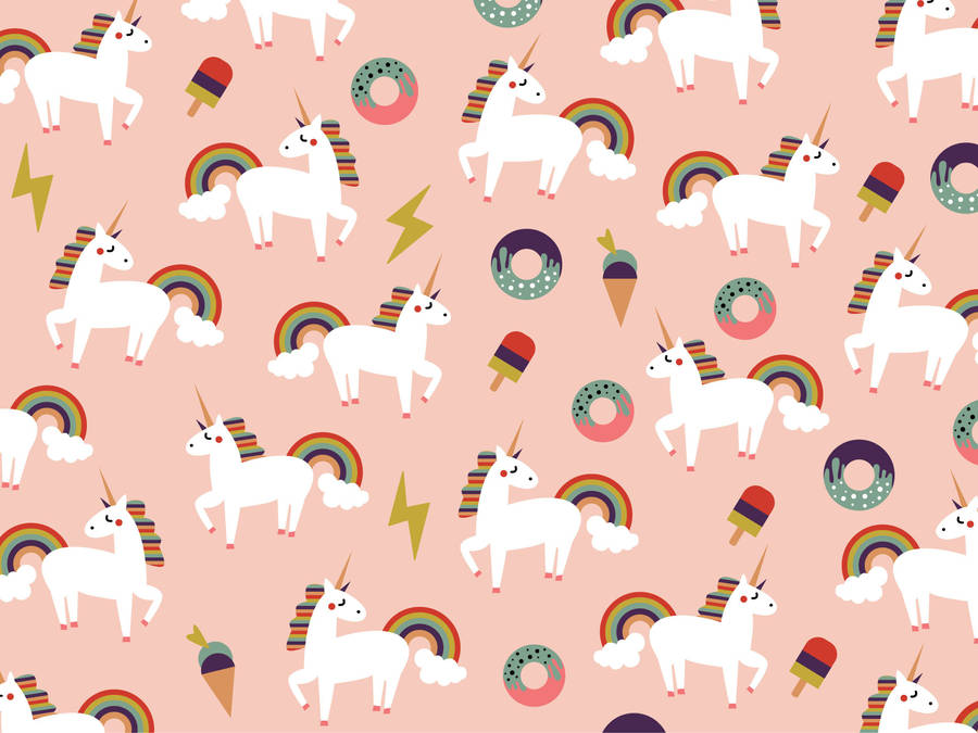 Modern And Fun Unicorn Patterns Design Wallpaper