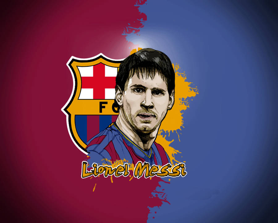 Modern Art Piece Portrays Lionel Messi Of Fc Barcelona Wallpaper