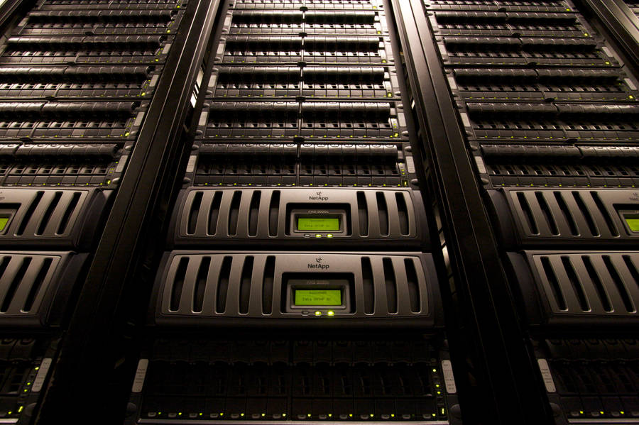 Modern Data Center With Server Racks Wallpaper