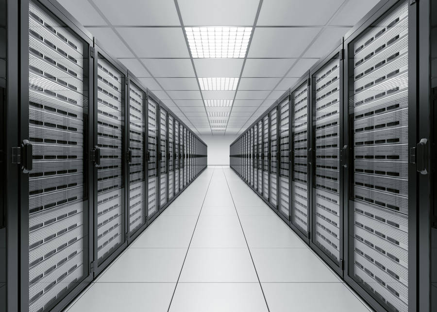 Modern Database Center Aisle Wallpaper